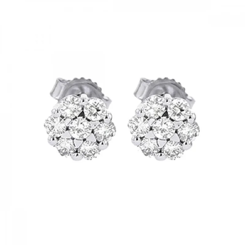 Timeless Round Cut Diamond Cluster Stud Earrings, 0.50 cttw