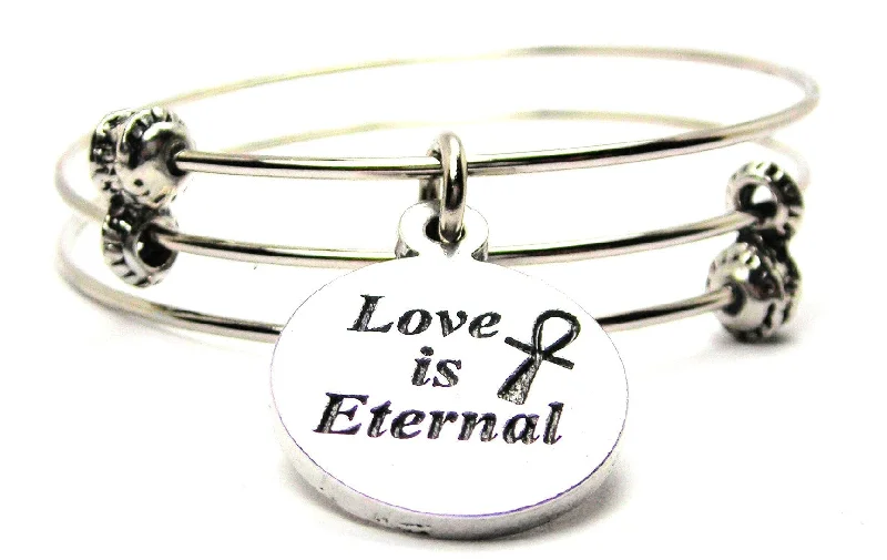 Love Is Eternal Circle Triple Style Expandable Bangle Bracelet