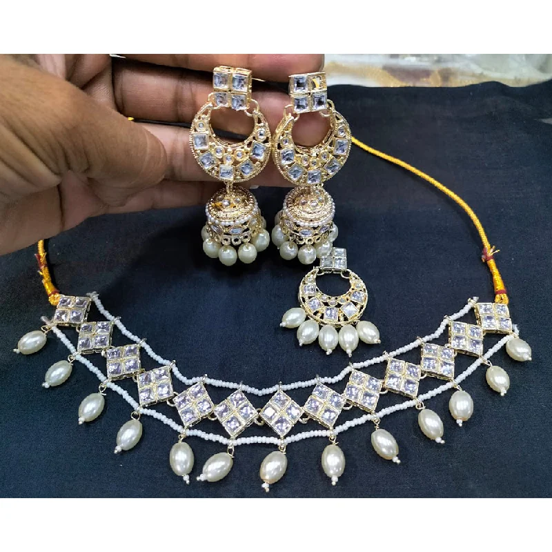 Manisha Jewellery Gold Plated Crystal Stone Choker Necklace Set