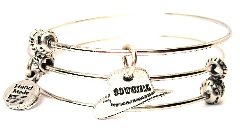 Cowgirl Hat Triple Style Expandable Bangle Bracelet