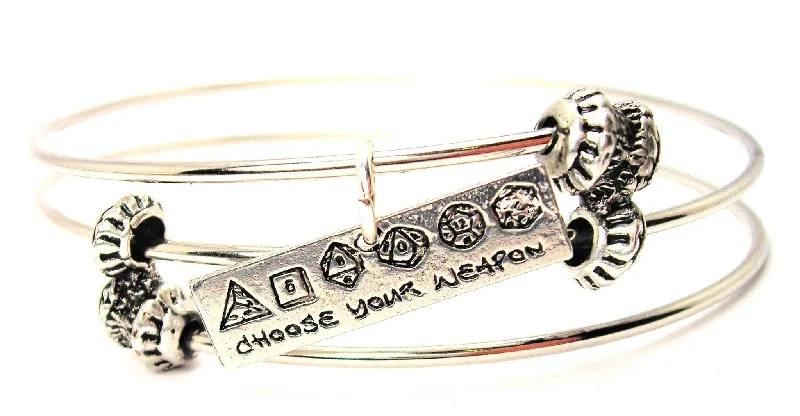 Choose Your Weapon Dice Triple Style Expandable Bangle Bracelet