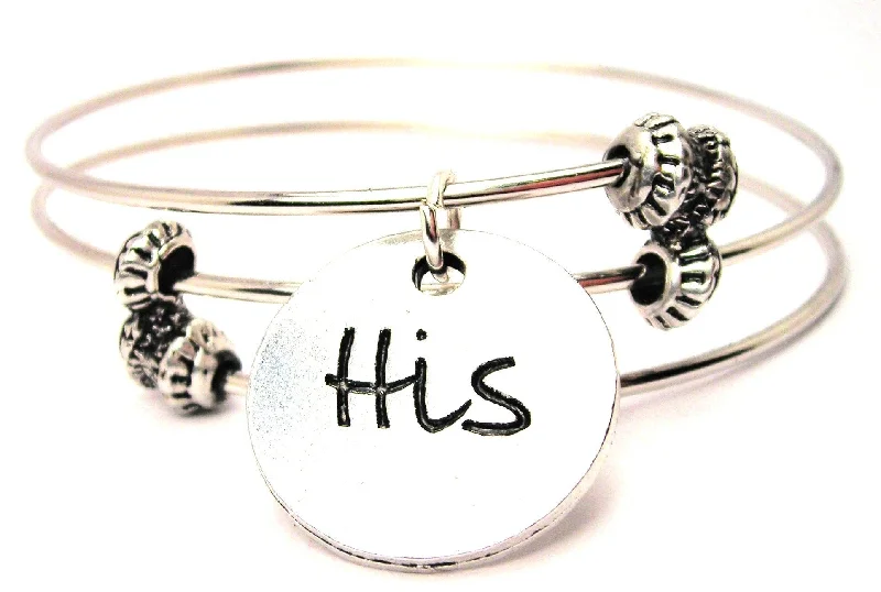 His Circle Triple Style Expandable Bangle Bracelet