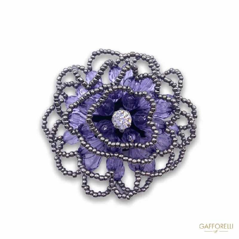 Stones Brooch, Jewel Flower and Beads with Central Rhinestones A351- Gafforelli Srl