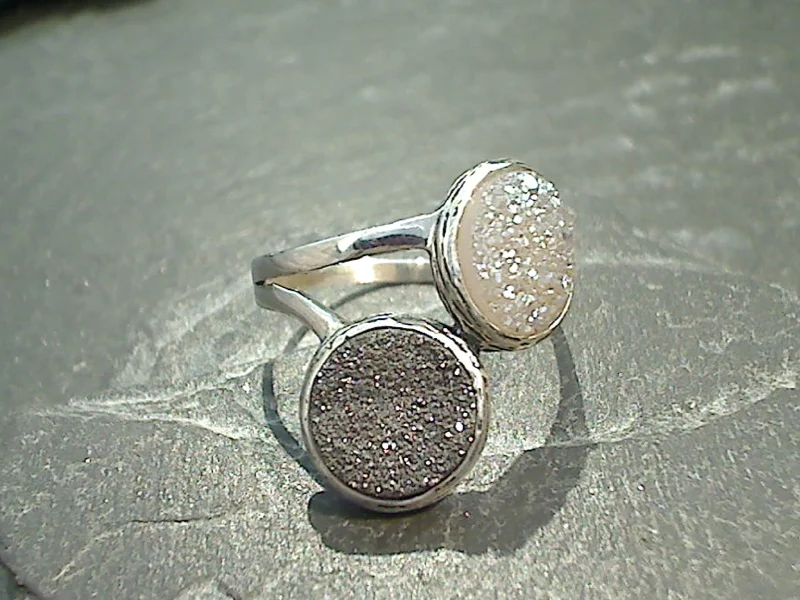 Size 7 Druzy Quartz, Sterling Silver Ring