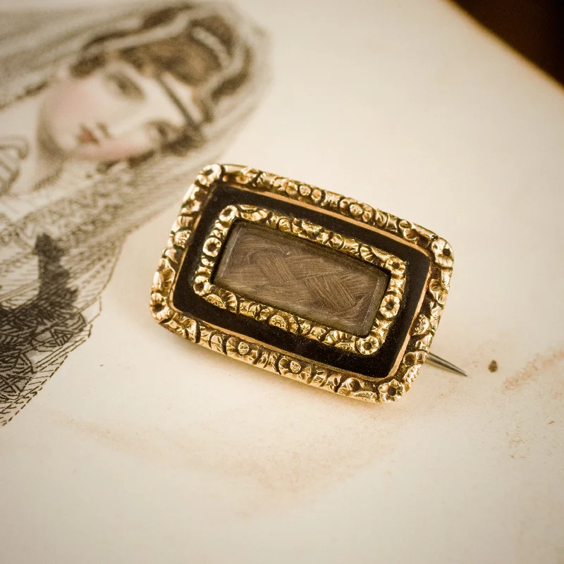 Fine Circa 1820's Enamelled Mourning Brooch