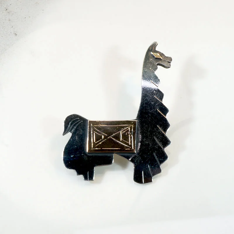 Gold & Sterling Peruvian Llama Brooch