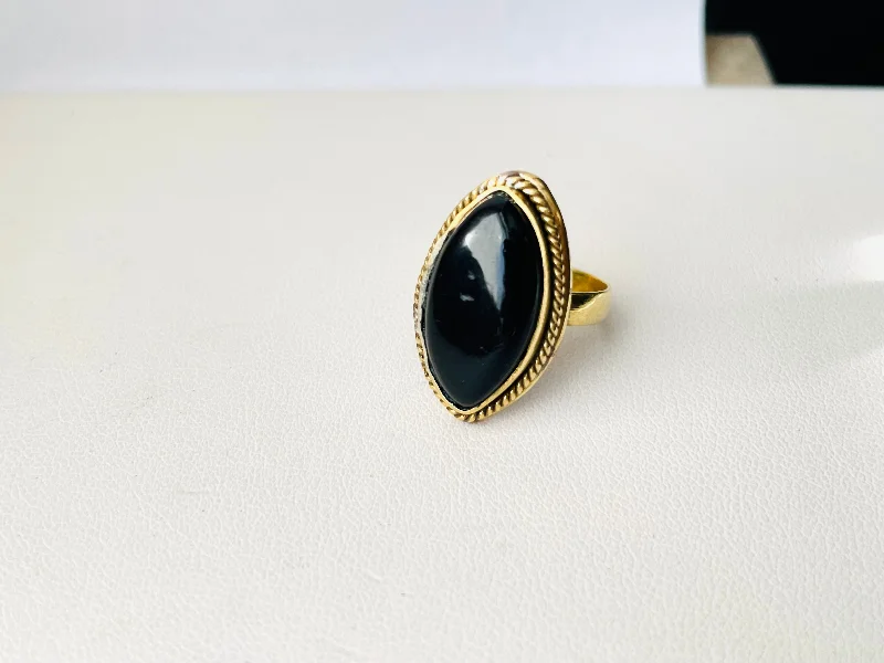 Marquise Cut Onyx Ring