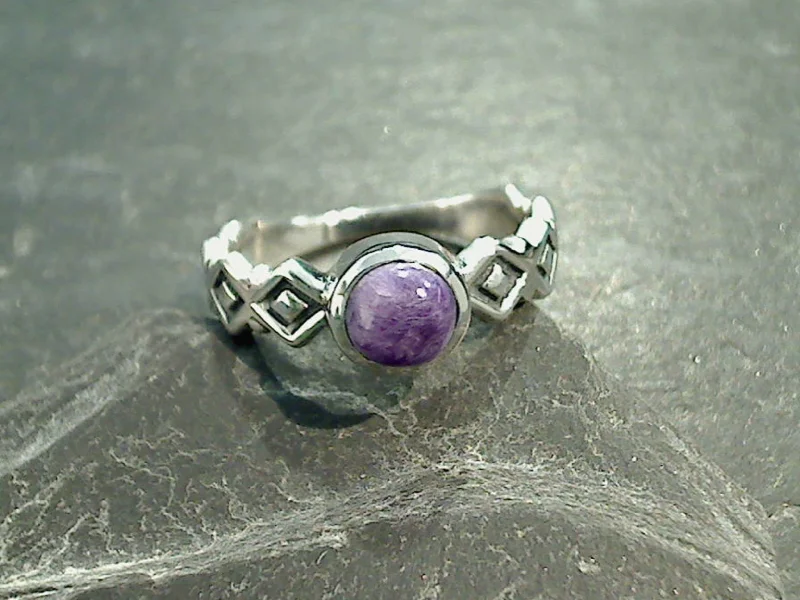 Size 8 Charoite, Sterling Silver Ring