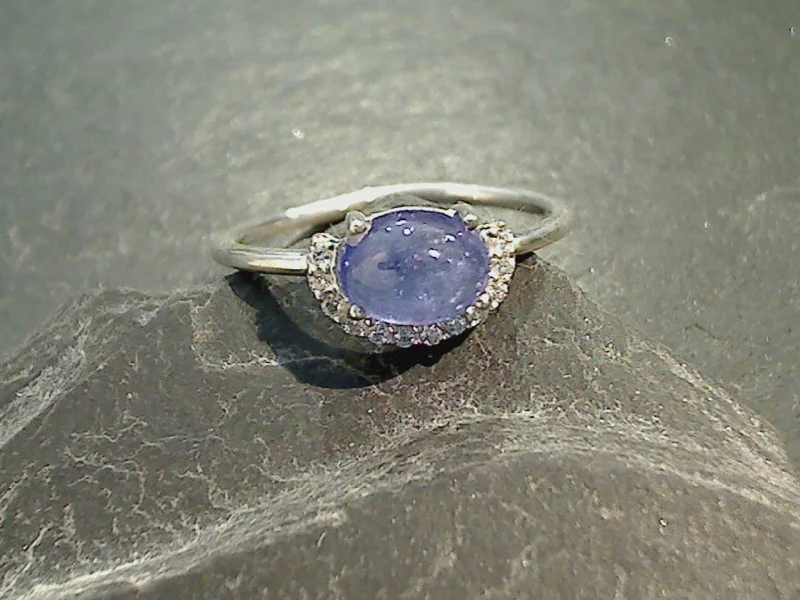 Size 7 Tanzanite, CZ, Sterling Silver Ring