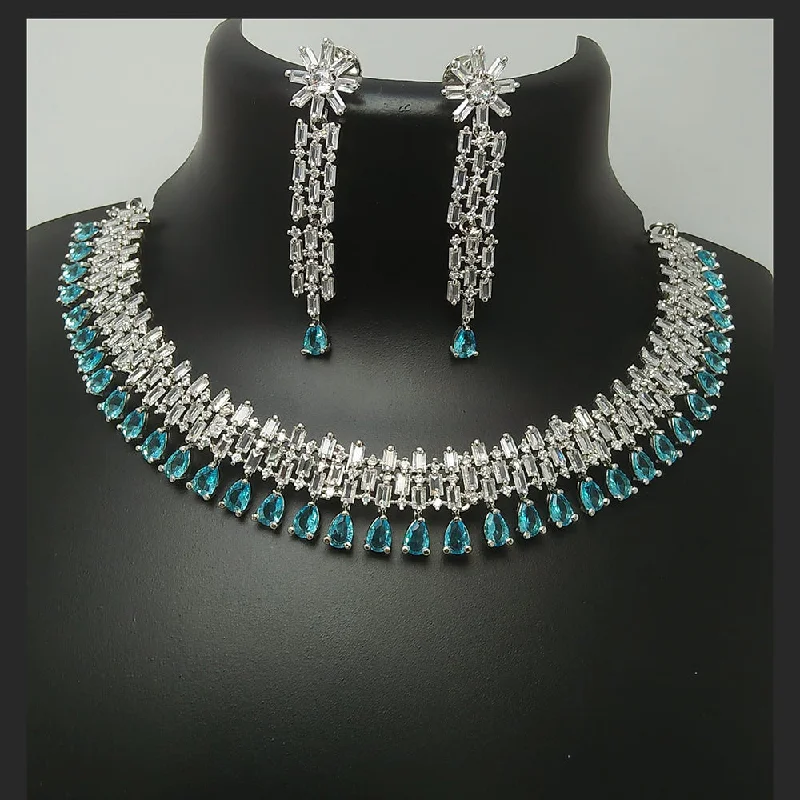 Manisha Jewellery Silver Plated AD Necklace Set