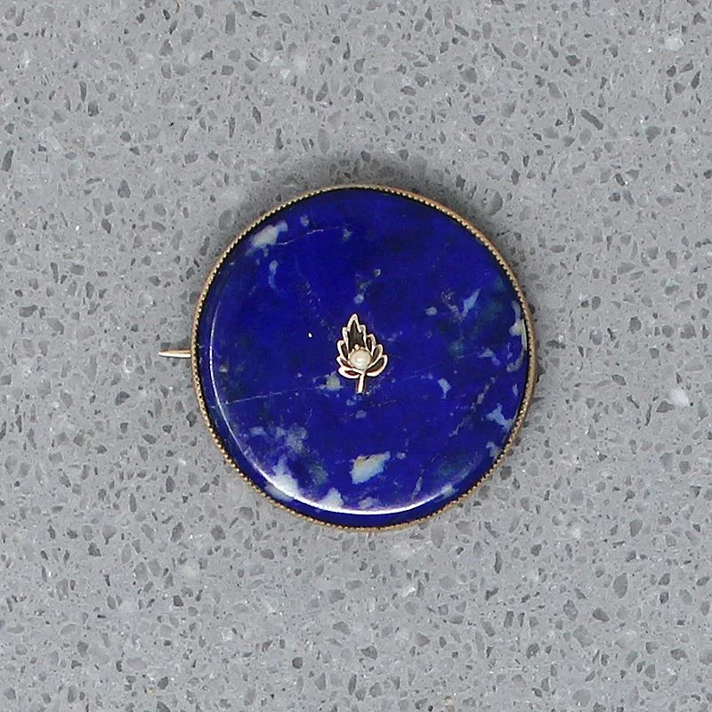 Sweet Little Sodalite Brooch in Gold Bezel