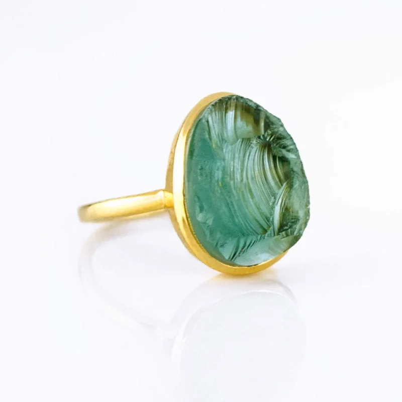 Rough Cut Green Tourmaline Ring