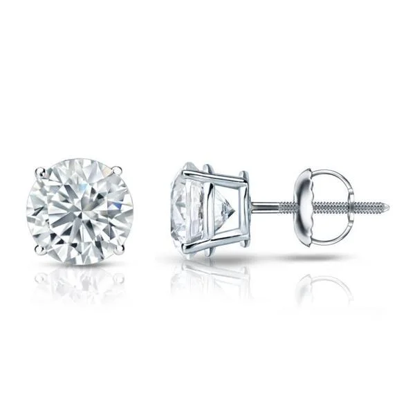 Auriya 18k Gold GIA Certified 4.20 carat TW Round Diamond Stud Earrings