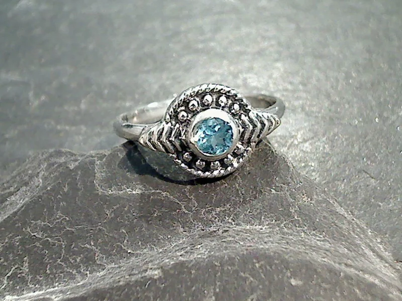 Size 8 Blue Topaz, Sterling Silver Ring