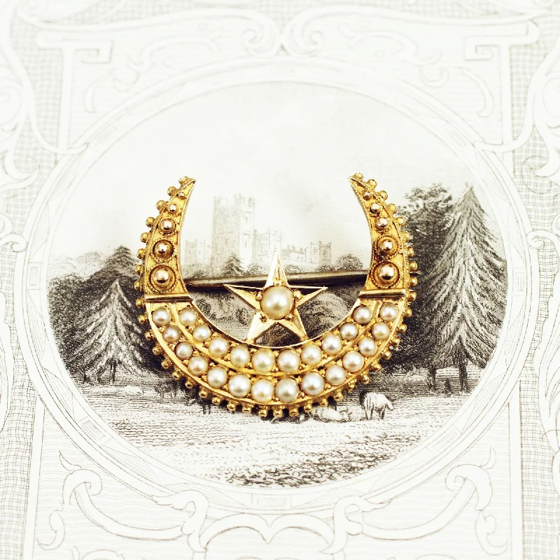 Late Victorian Crescent Moon Brooch