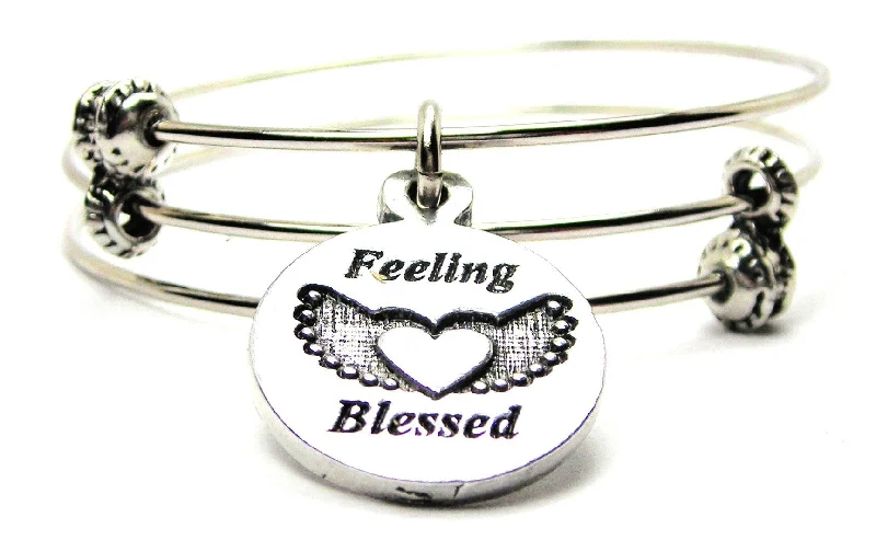 Feeling Blessed Triple Style Expandable Bangle Bracelet