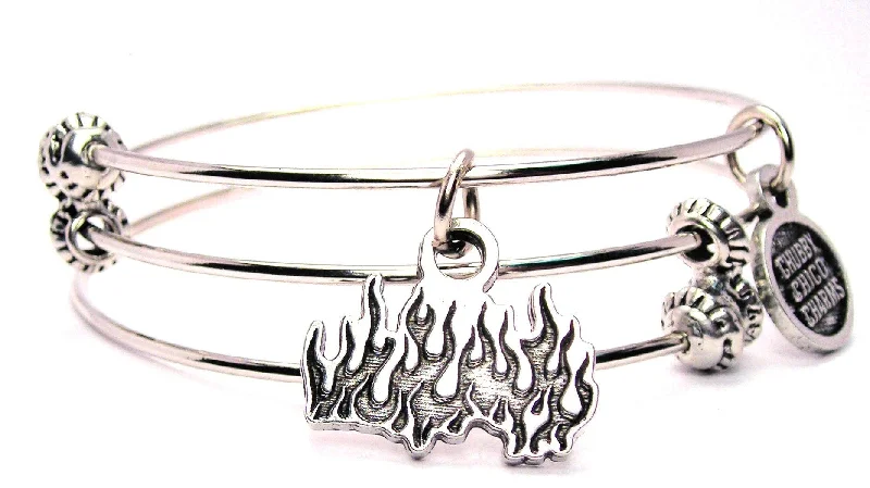 Hot Flames Triple Style Expandable Bangle Bracelet