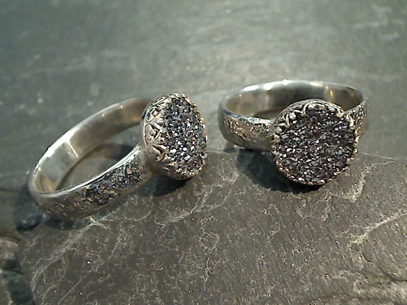 Size 7 Druzy Quartz, Sterling Silver Ring