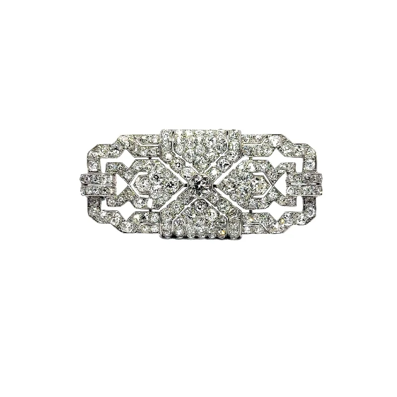 16 Carats Art Deco Diamond Platinum Brooch, Circa 1925