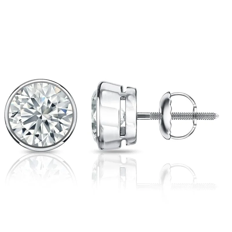 Auriya 1 1/4ct TW Round Bezel Set Diamond Stud Earrings 14kt Gold Certified