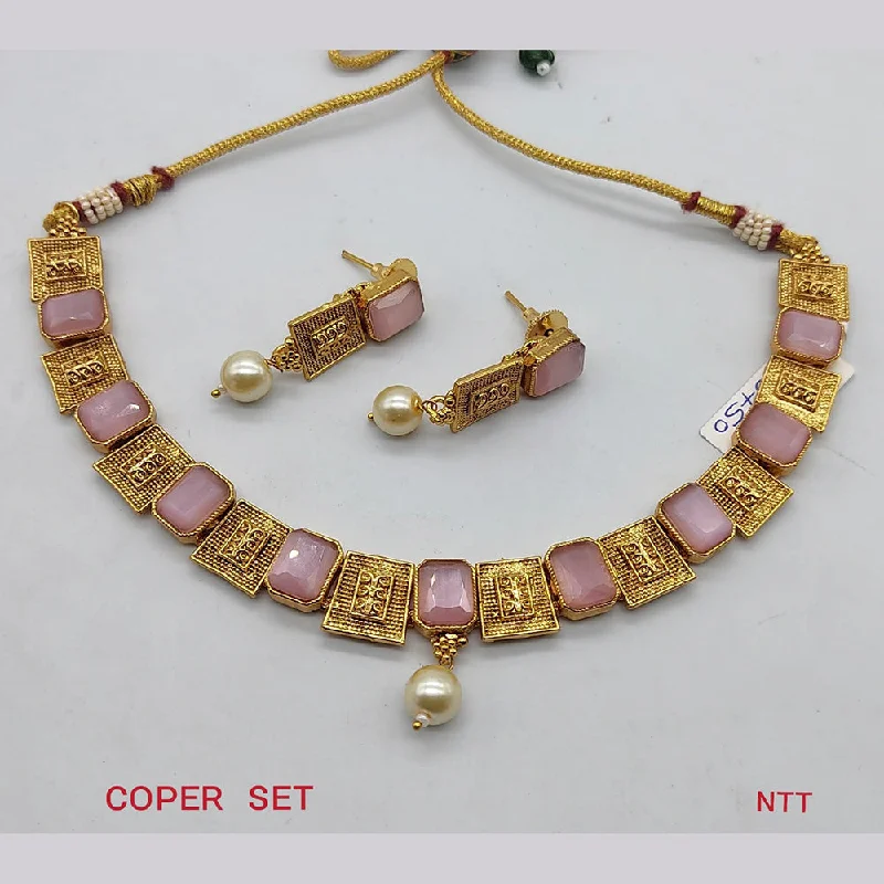 Lucentarts Jewellery Gold Plated Crystal Stone Choker Necklace Set