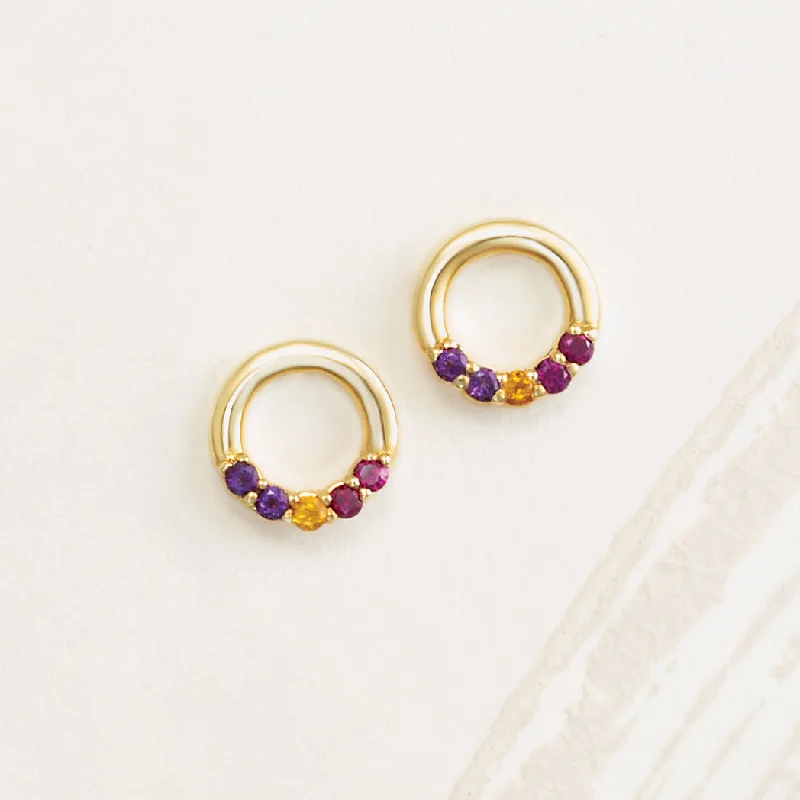 Gemstone Hoop Stud Family Earrings