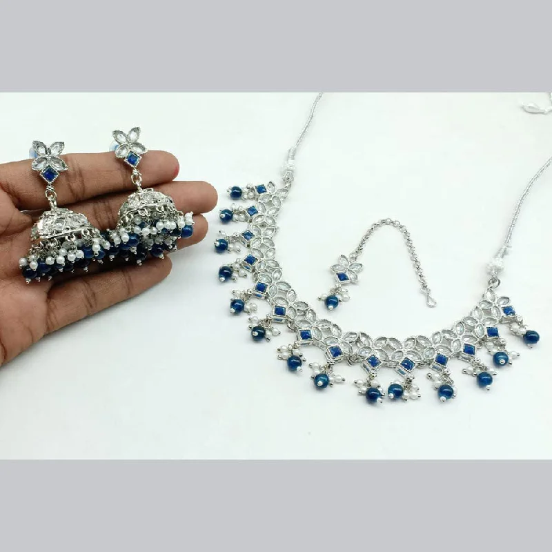 Manisha Jewellery Silver Plated Crystal Stone Necklace Set