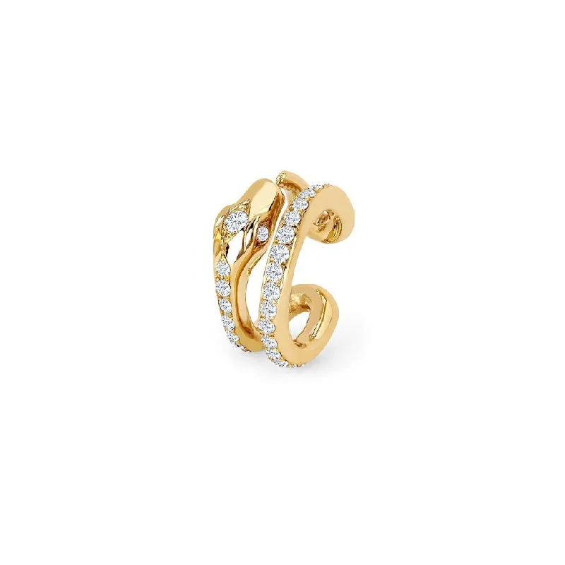 Kundalini Snake Coil Ear Cuff with Pavé Diamonds