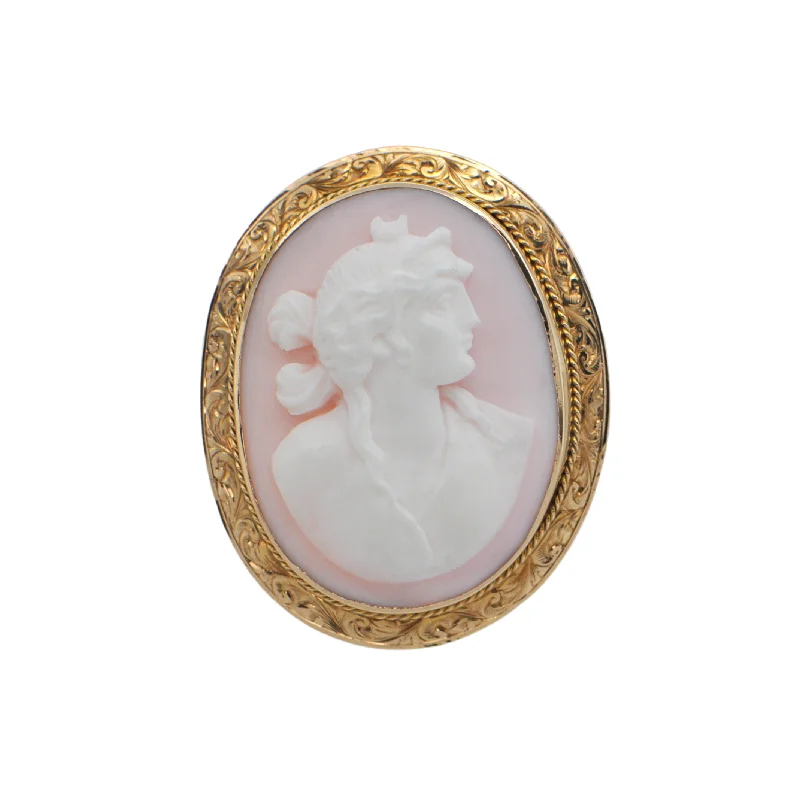 Vintage Luna Cameo 14K Gold Cameo Pendant/Brooch