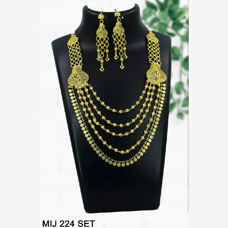 Mahavir Forming Gold Necklace Set   - MIJ Set 224