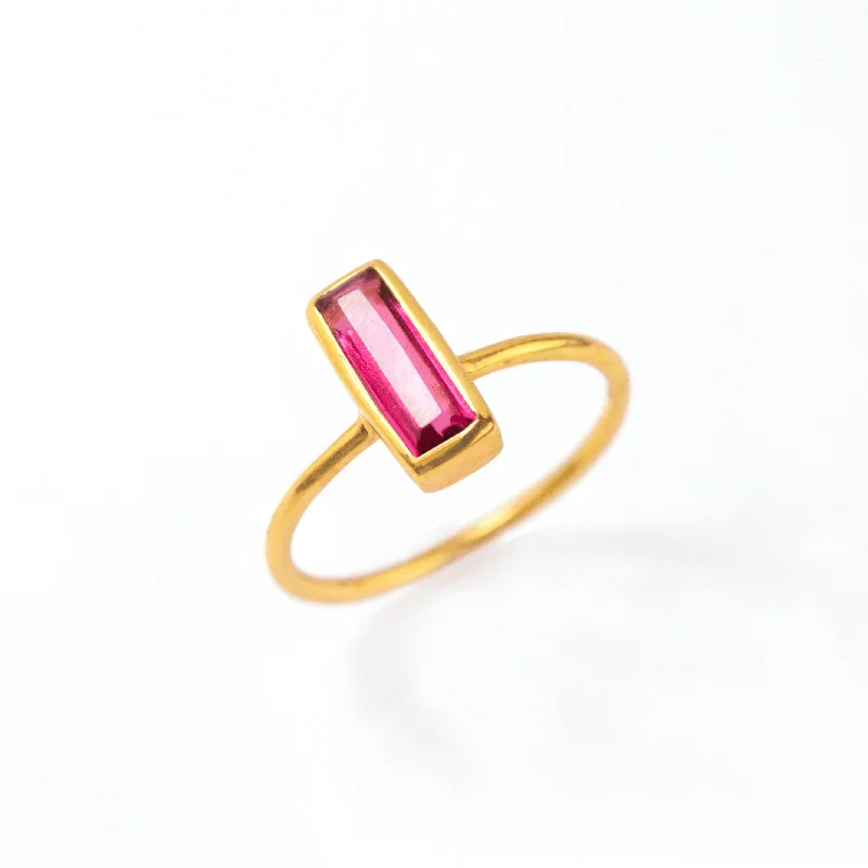 Tiny Ruby Bar Ring : July Birthstone