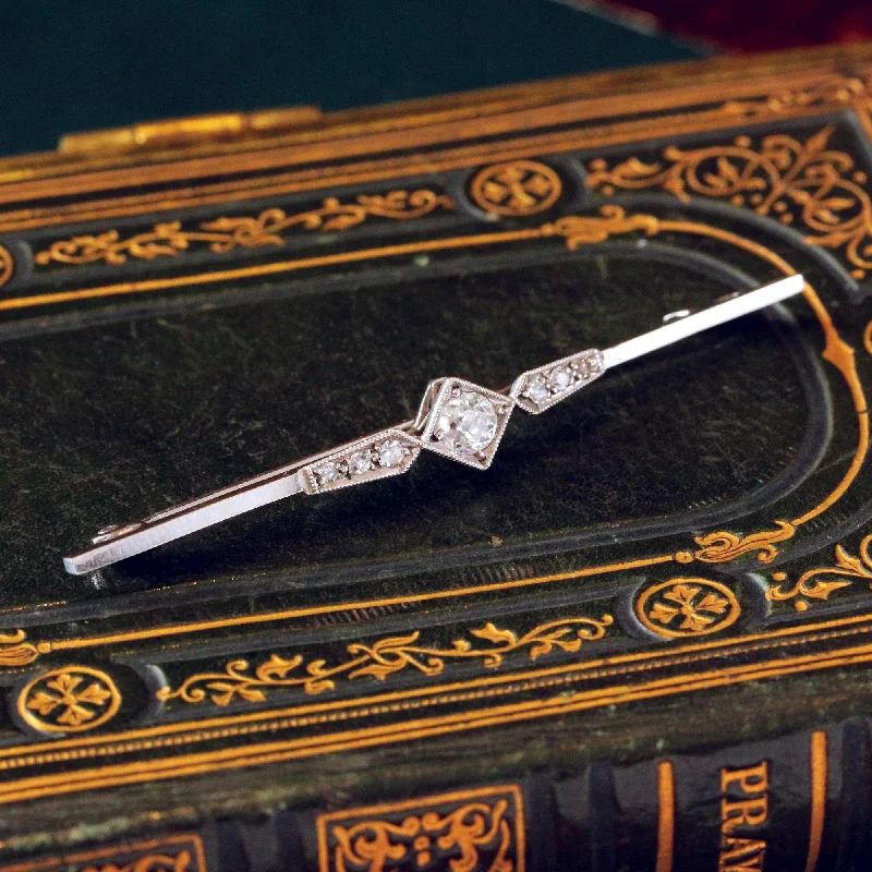 Streamlined Art Deco Diamond Bar Brooch