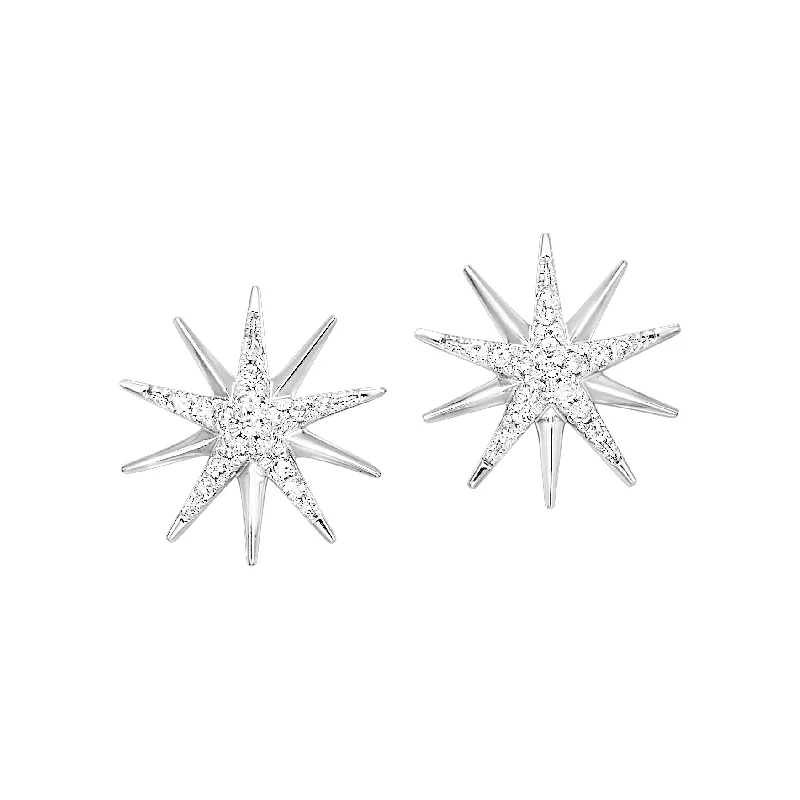 Starburst Diamond Earrings in Sterling Silver