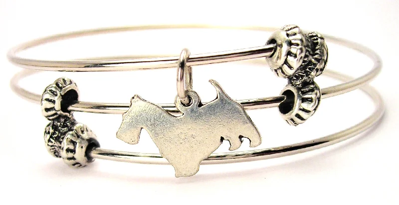 Scottish Terrier Silhouette Triple Style Expandable Bangle Bracelet