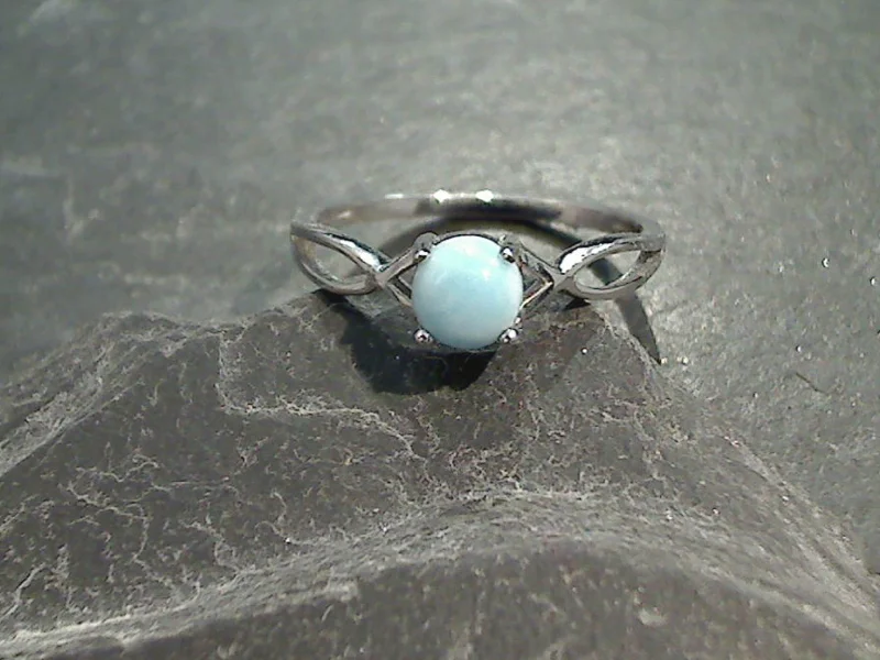 Size 6 Larimar, Rhodium Plated Sterling Silver Ring