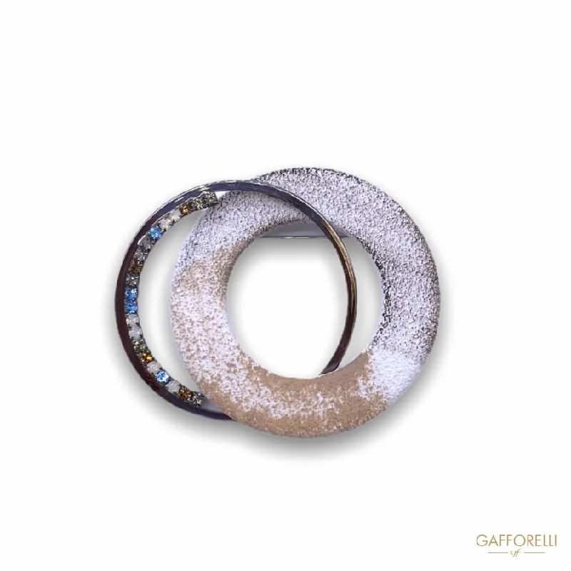 Modern Double Circle Brooch with Swarovski A372 - Gafforelli Srl