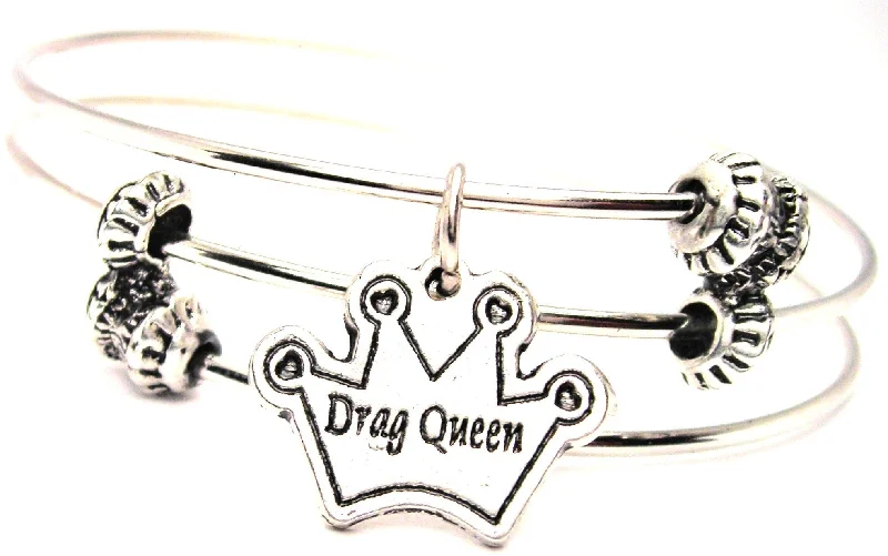 Drag Queen Crown Triple Style Expandable Bangle Bracelet