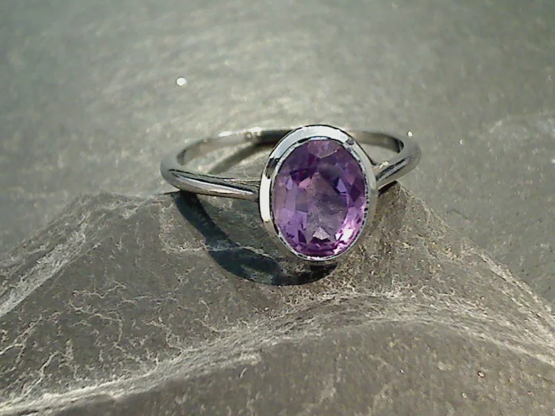 Size 9.75 Amethyst, Sterling Silver Ring