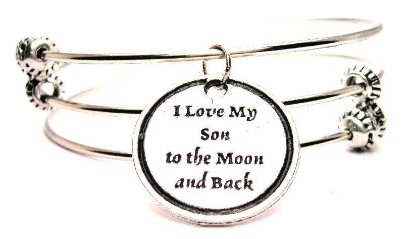 I Love My Son To The Moon And Back Triple Style Expandable Bangle Bracelet