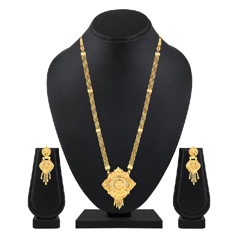 Mahi Gold Plated Traditional Wedding Necklace Set for Women (NL1108086G)