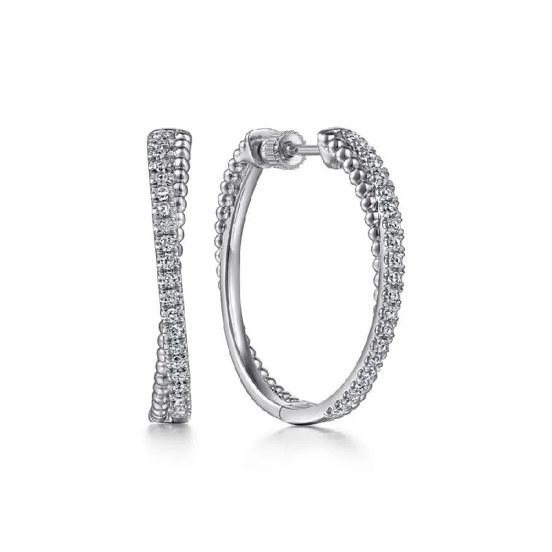 White Sapphire Twist Hoop Earrings