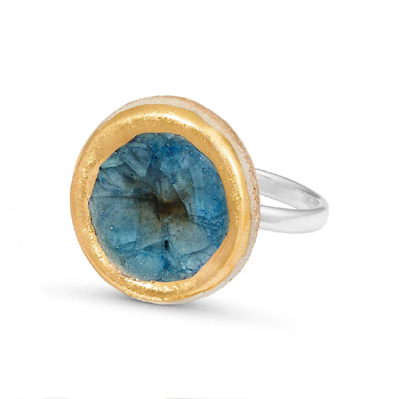 Large Round Blue Reef Adjustable Ring