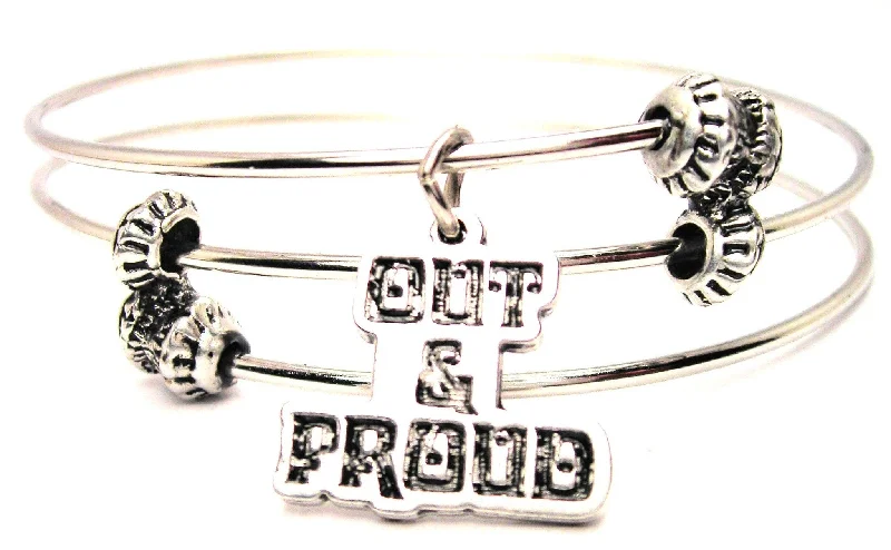 Out And Proud Triple Style Expandable Bangle Bracelet