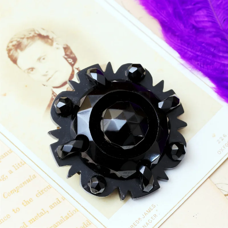 Circa 1870's Victorian Whitby Jet Brooch