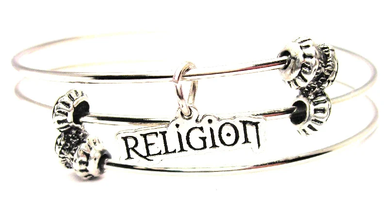 Religion Triple Style Expandable Bangle Bracelet