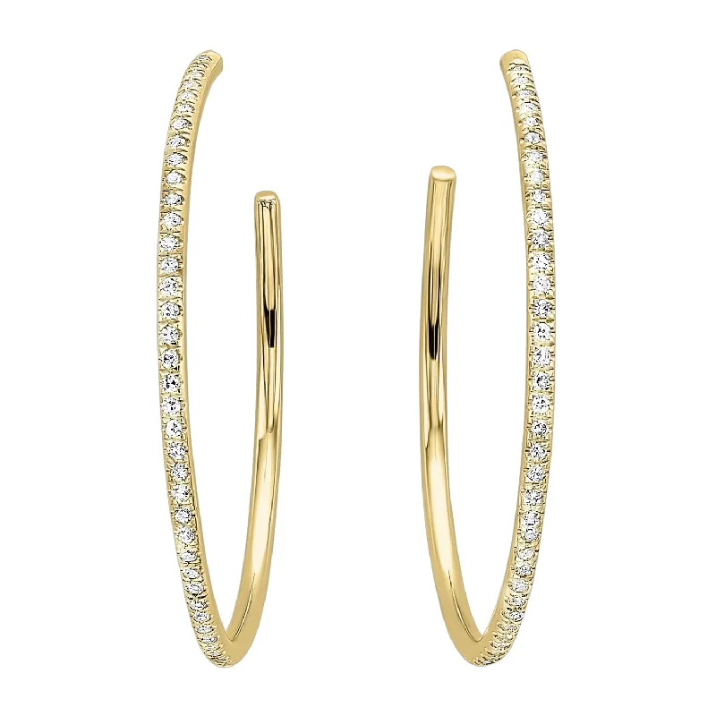 Dainty Pave Diamond Hoop Earrings in Yellow Gold