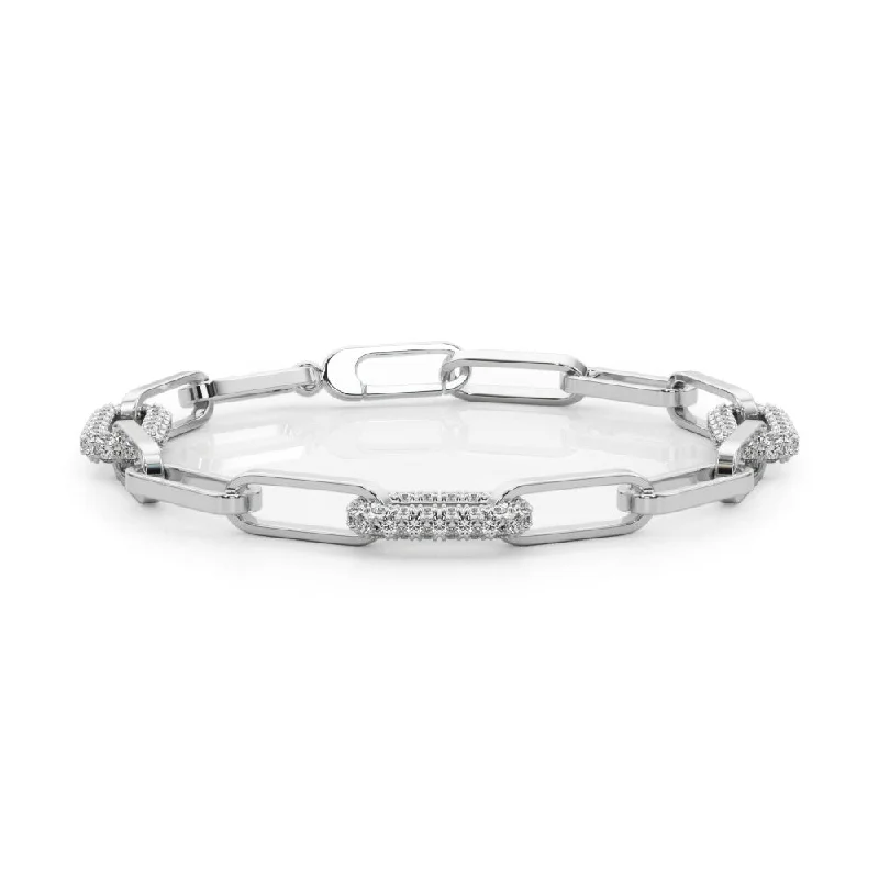 14K Paper Clip Diamond Bracelet