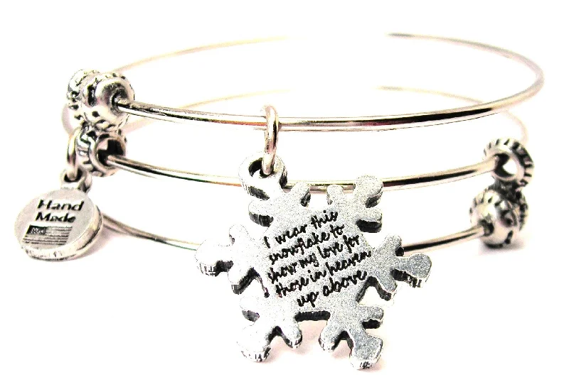 I Wear This Snowflake To Show My Love For Those In Heaven Above Triple Style Expandable Bangle Bracelet