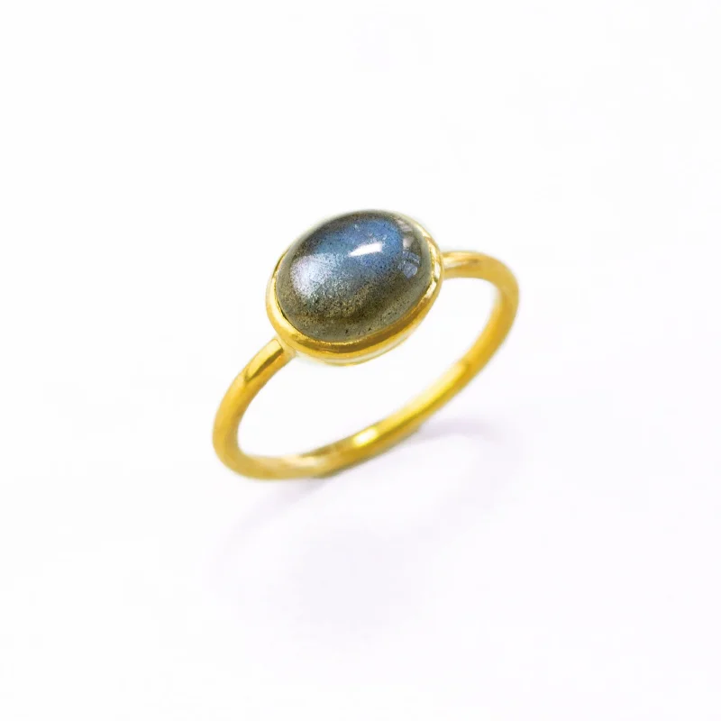 Labradorite Cabochon Oval Ring