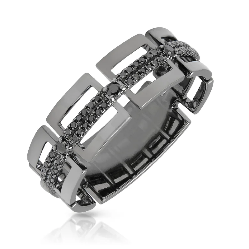 14KT Black Rhodium Black Diamond Ezra Band Ring